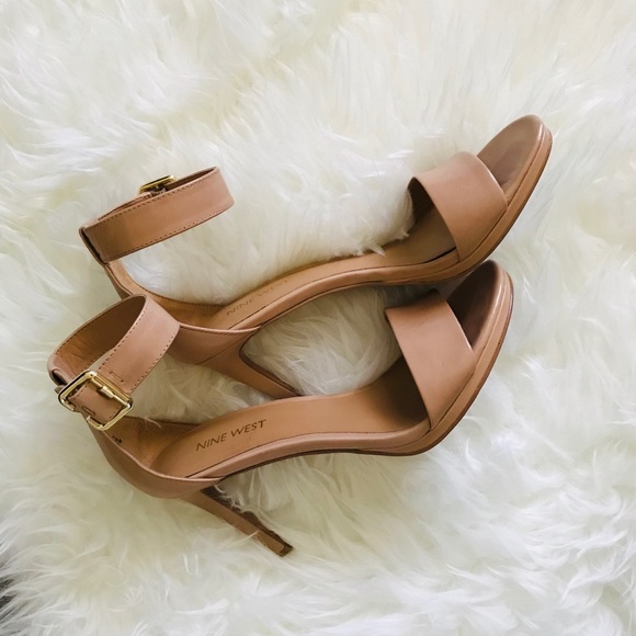Nine West Shoes - Nine west leather nude strappy heels